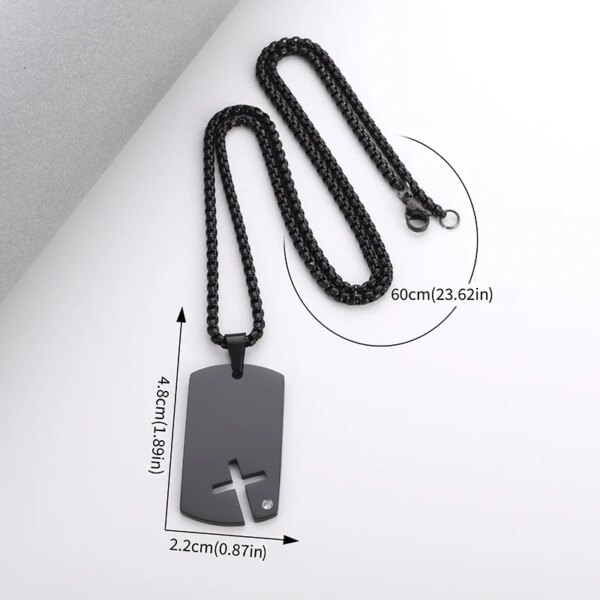 Collier pendentif croix carrée creuse classique pour hommes, plaque militaire, acier inoxydable, tendance punk, double pendentif, bijoux