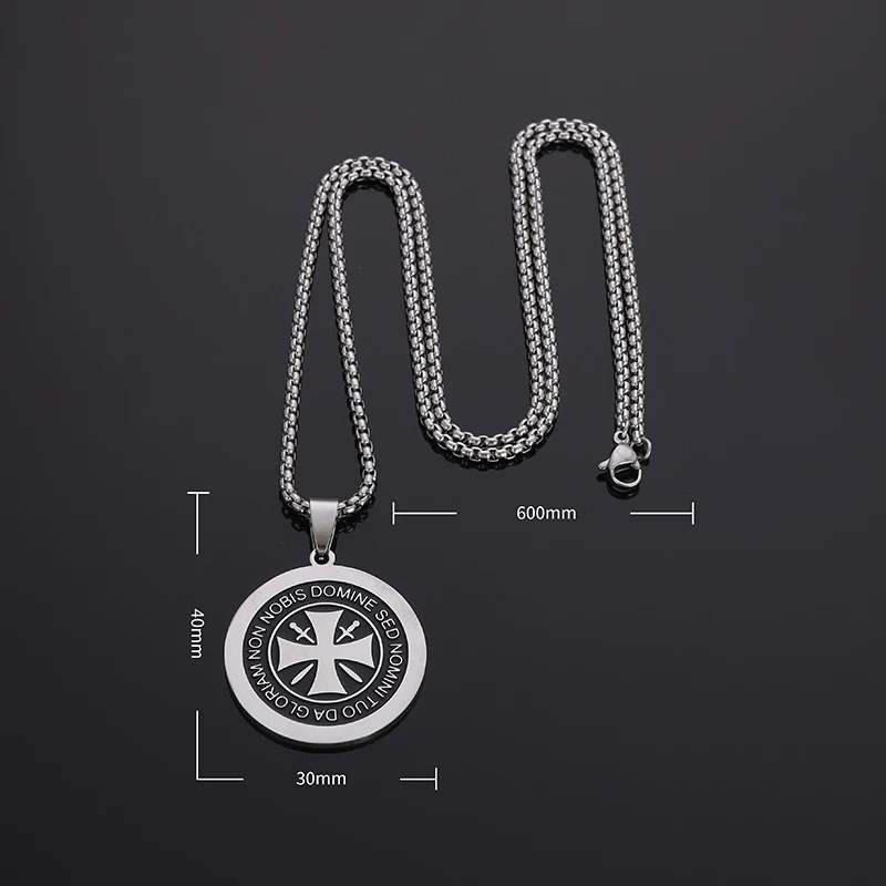 Collier pendentif en acier inoxydable avec logo militaire allemand, croix de fer ronde, bijoux fins classiques pour hommes et femmes, vente en gros â Image 5