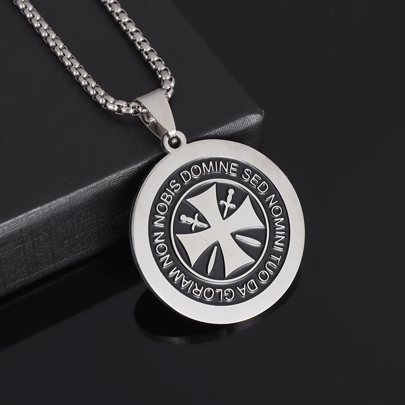 Collier pendentif en acier inoxydable avec logo militaire allemand, croix de fer ronde, bijoux fins classiques pour hommes et femmes, vente en gros