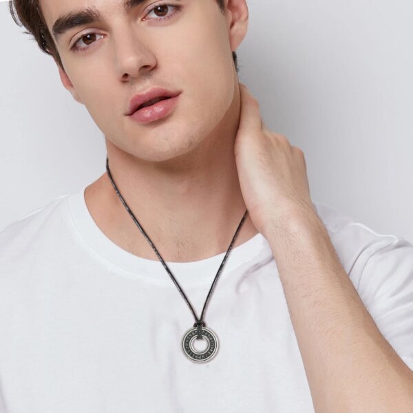Colliers Rune nordique Vintage pour hommes, en acier inoxydable, Runes nordiques Viking, bijoux païen, pendentif amulette Talisman Futhark – Image 4
