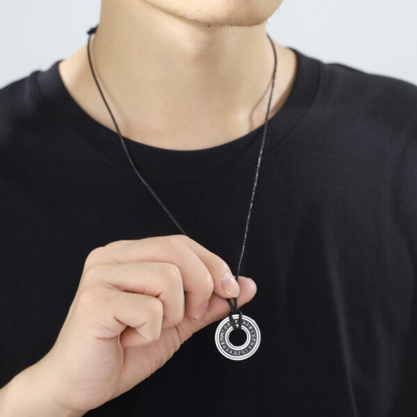 Colliers Rune nordique Vintage pour hommes, en acier inoxydable, Runes nordiques Viking, bijoux païen, pendentif amulette Talisman Futhark – Image 5