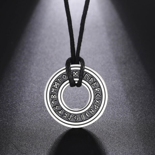 Colliers Rune nordique Vintage pour hommes, en acier inoxydable, Runes nordiques Viking, bijoux païen, pendentif amulette Talisman Futhark