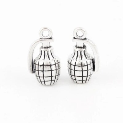 28189-1d3999.jpg Grenades à Main en Argent pour Homme, Pendentif d'Arme Militaire, Colliers de la raq, Cadeau, Bijoux, Accessoires, 18x12mm, 5 Pièces