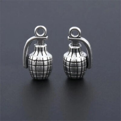 28189-ddef90.jpg Grenades à Main en Argent pour Homme, Pendentif d'Arme Militaire, Colliers de la raq, Cadeau, Bijoux, Accessoires, 18x12mm, 5 Pièces