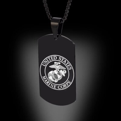 Collier pendentif Arma militaire en acier inoxydable pour hommes, conception d'étiquette Black Navy Air Fire Dept, 24 po, US, DIY