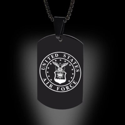 Collier pendentif Arma militaire en acier inoxydable pour hommes, conception d'étiquette Black Navy Air Fire Dept, 24 po, US, DIY
