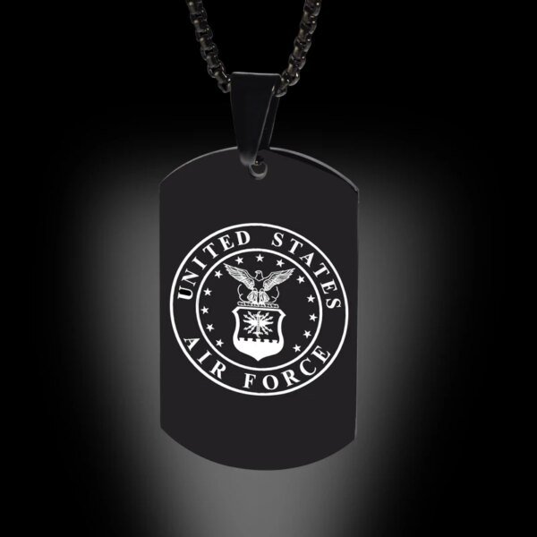 Collier pendentif Arma militaire en acier inoxydable pour hommes, conception d'étiquette Black Navy Air Fire Dept, 24 po, US, DIY