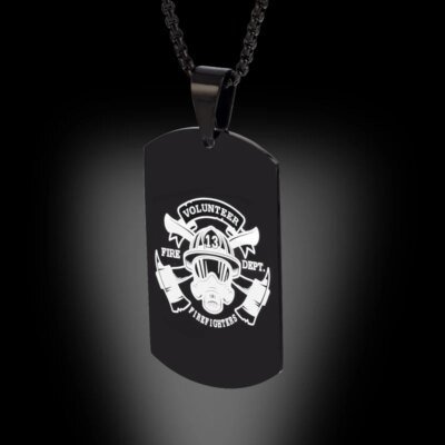 Collier pendentif Arma militaire en acier inoxydable pour hommes, conception d'étiquette Black Navy Air Fire Dept, 24 po, US, DIY