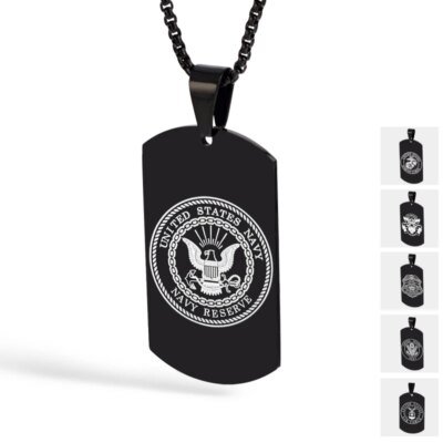 28194-3884ea.jpg Collier pendentif Arma militaire en acier inoxydable pour hommes, conception d'étiquette Black Navy Air Fire Dept, 24 po, US, DIY