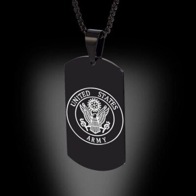 Collier pendentif Arma militaire en acier inoxydable pour hommes, conception d'étiquette Black Navy Air Fire Dept, 24 po, US, DIY