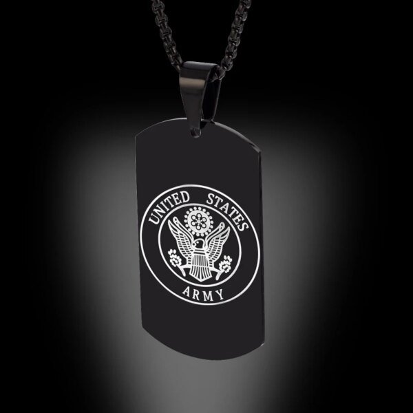 Collier pendentif Arma militaire en acier inoxydable pour hommes, conception d'étiquette Black Navy Air Fire Dept, 24 po, US, DIY