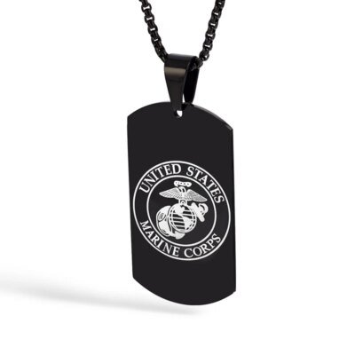 Collier pendentif Arma militaire en acier inoxydable pour hommes, conception d'étiquette Black Navy Air Fire Dept, 24 po, US, DIY