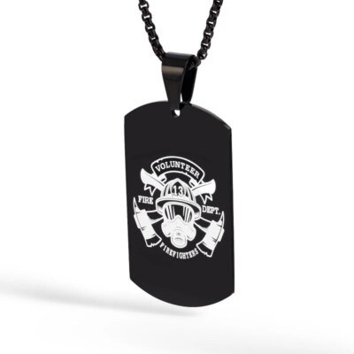 Collier pendentif Arma militaire en acier inoxydable pour hommes, conception d'étiquette Black Navy Air Fire Dept, 24 po, US, DIY