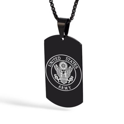 Collier pendentif Arma militaire en acier inoxydable pour hommes, conception d'étiquette Black Navy Air Fire Dept, 24 po, US, DIY