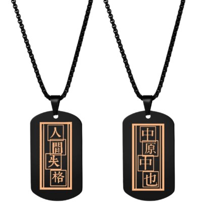 Anime Bungo Stray Dogs Dazai Osamu Cosplay Pendentif, Military Dog Tag, Nakahara Chuuya Black Necklace, Fashion Ta.com Card Props