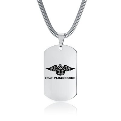 PARARESCUE USAF – bijoux à la mode pour hommes, pendentif avec Logo personnalisé au Laser, colliers en acier inoxydable, gravure de nom de l'armée militaire