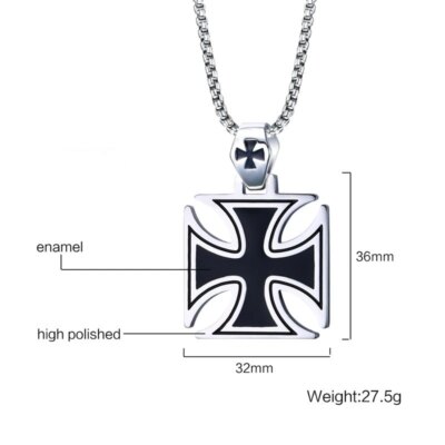 Collier pendentif croix de chevalier noir punk pour hommes, amulette décontractée à la mode, cadeau de bijoux