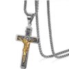 Collier pendentif croix de chevalier noir punk pour hommes, amulette décontractée à la mode, cadeau de bijoux