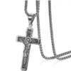 Collier pendentif croix de chevalier noir punk pour hommes, amulette décontractée à la mode, cadeau de bijoux