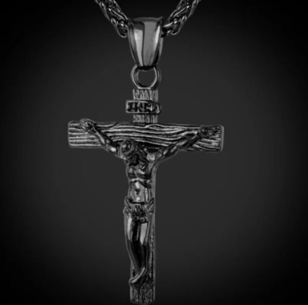 Collier pendentif croix de chevalier noir punk pour hommes, amulette décontractée à la mode, cadeau de bijoux