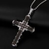 Collier pendentif croix de chevalier noir punk pour hommes, amulette décontractée à la mode, cadeau de bijoux