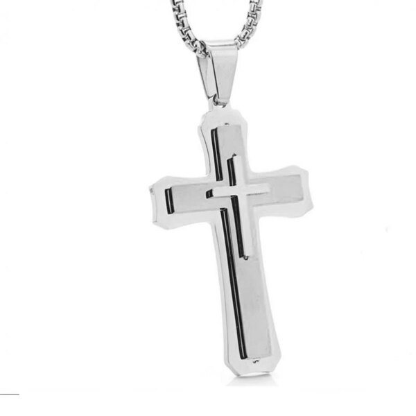Collier pendentif croix de chevalier noir punk pour hommes, amulette décontractée à la mode, cadeau de bijoux