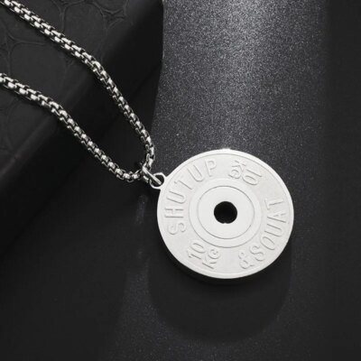 Collier pendentif haltère pour homme, plaques de levage, punk, vintage, fitness, gym, sport, bijoux, cadeau, tendance de la mode
