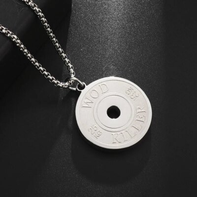 Collier pendentif haltère pour homme, plaques de levage, punk, vintage, fitness, gym, sport, bijoux, cadeau, tendance de la mode