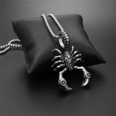 28504-5b741e.jpg Collier pendentif insecte gothique vintage pour homme et femme, acier inoxydable, scorpion