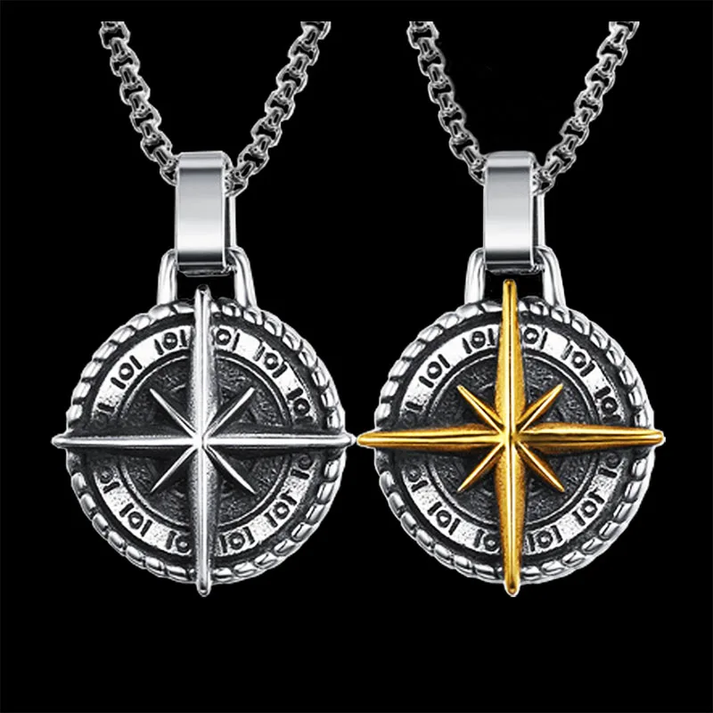Chaîne en acier inoxydable 316, pendentif nord Viking, collier boussole pour hommes, cadeau pour petit ami 246, livraison directe