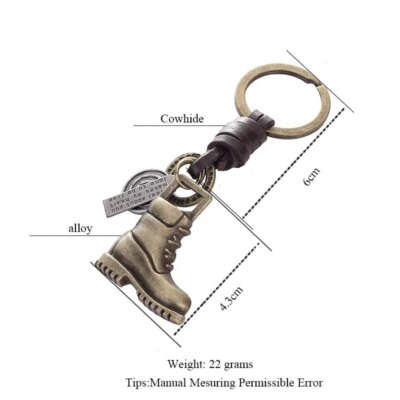 Bottes militaires vintage en cuir de vache pour hommes, en alliage de voiture, porte-clés, chaussures, pendentif, sac à main, porte-clés, bibelot, cadeaux