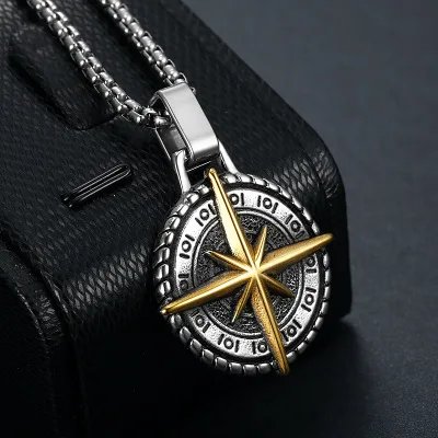 Chaîne en acier inoxydable 316, pendentif nord Viking, collier boussole pour hommes, cadeau pour petit ami 246, livraison directe