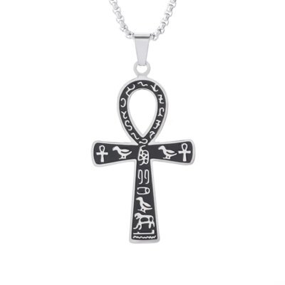 Collier Rune Vintage en Acier Inoxydable pour Homme, Pendentif Oeil d'Horus Anubis, Breloque Anti-Allergies