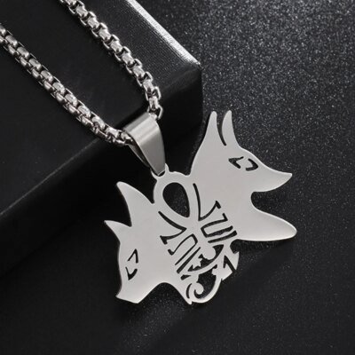 Collier Rune Vintage en Acier Inoxydable pour Homme, Pendentif Oeil d'Horus Anubis, Breloque Anti-Allergies