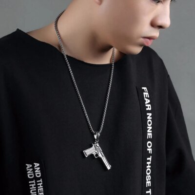 Collier en acier inoxydable de style européen pour hommes et femmes, pendentif odor, aigle du désert, bijoux JONecklace, document argent, or, document noir