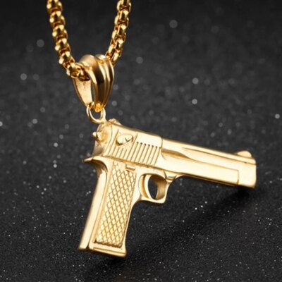 Collier en acier inoxydable de style européen pour hommes et femmes, pendentif odor, aigle du désert, bijoux JONecklace, document argent, or, document noir