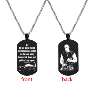 Collier Toretto Restic en Acier Inoxydable pour Homme, Citation Inspirante, Monogramme, Plaque Militaire, Pendentif Bijoux, Fast and Furious