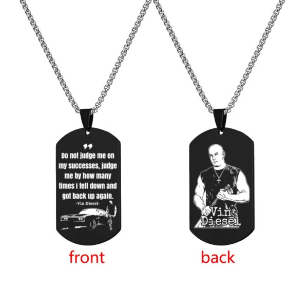 Collier Toretto Restic en Acier Inoxydable pour Homme, Citation Inspirante, Monogramme, Plaque Militaire, Pendentif Bijoux, Fast and Furious – Image 3