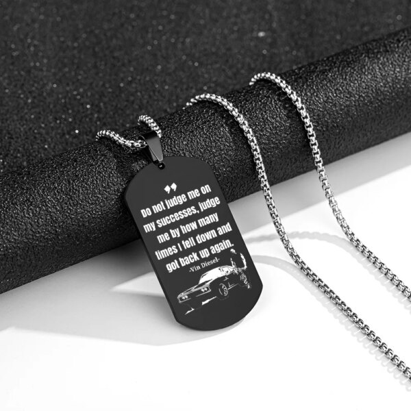 Collier Toretto Restic en Acier Inoxydable pour Homme, Citation Inspirante, Monogramme, Plaque Militaire, Pendentif Bijoux, Fast and Furious – Image 6