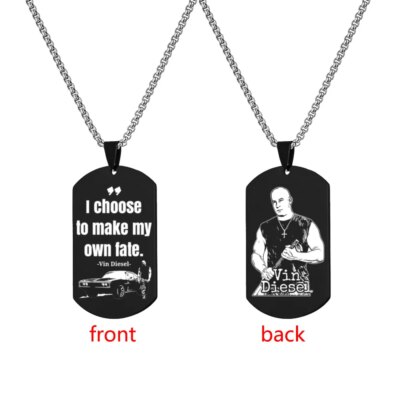 Collier Toretto Restic en Acier Inoxydable pour Homme, Citation Inspirante, Monogramme, Plaque Militaire, Pendentif Bijoux, Fast and Furious