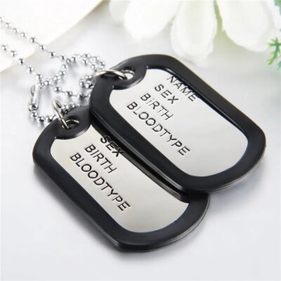 28751-28446f.jpg Boniskiss â collier Ă Double Ă©tiquette de chien militaire, avec entretoise en Silicone, pendentif en acier inoxydable, bijoux