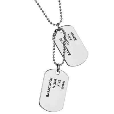 Boniskiss – collier à Double étiquette de chien militaire, avec entretoise en Silicone, pendentif en acier inoxydable, bijoux