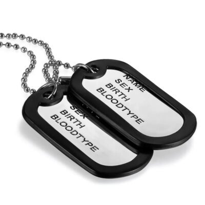 28754-7a55ab.jpg Boniskiss – collier à Double étiquette de chien militaire, avec entretoise en Silicone, pendentif en acier inoxydable, bijoux