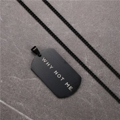 28780-113cec.jpg US7-Collier en acier inoxydable Why Not Me pour homme, plaque militaire, Dogtag ID, pendentif, lettrage, armée, Ketting, soldat