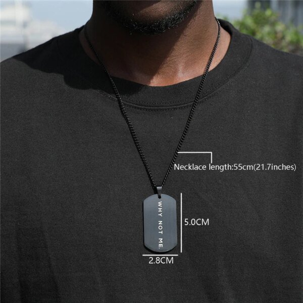 28780-e06ed4.jpg US7-Collier en acier inoxydable Why Not Me pour homme, plaque militaire, Dogtag ID, pendentif, lettrage, armée, Ketting, soldat