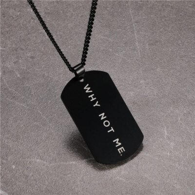 28780-e923c2.jpg US7-Collier en acier inoxydable Why Not Me pour homme, plaque militaire, Dogtag ID, pendentif, lettrage, armée, Ketting, soldat