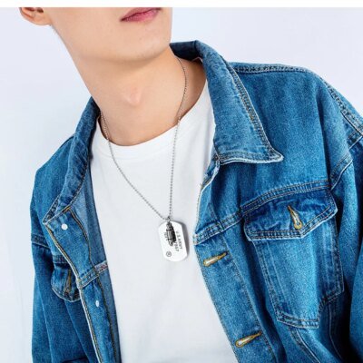 28800-a083b4.jpg Collier à breloques en forme de balle pour homme, breloque de haute qualité, étiquette de chien, bijoux de l'armée militaire, cadeau unique, 1 pièce