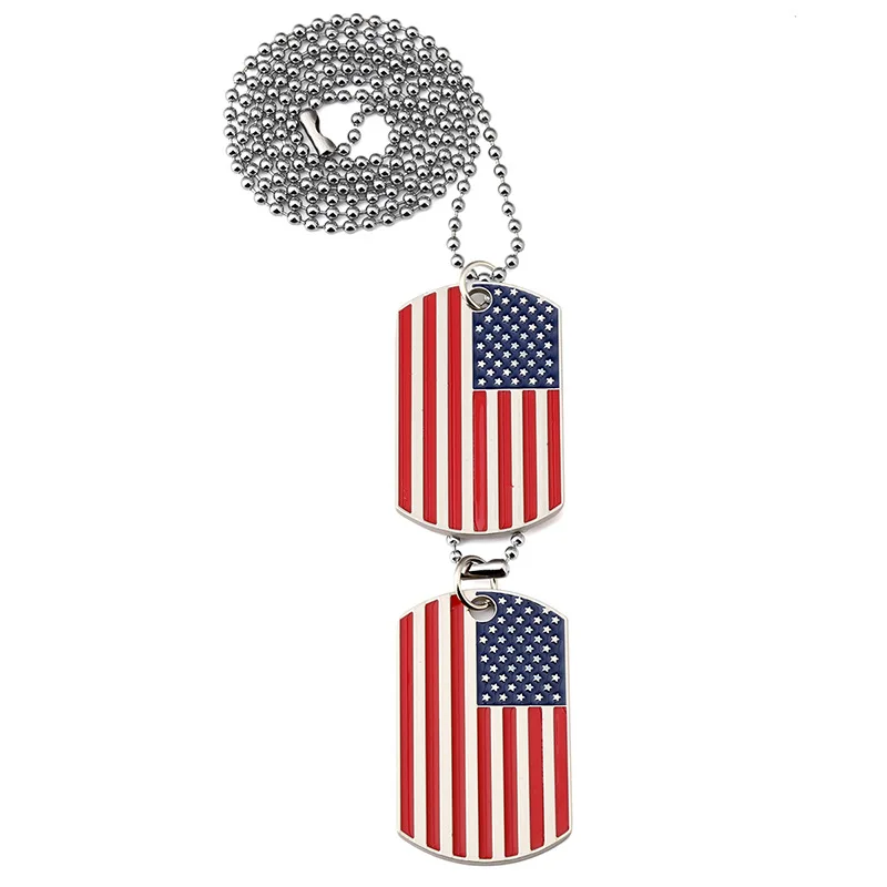 Bijoux Hip hop en acier inoxydable pour hommes, marque Tide, carte militaire, drapeau National américain, collier pendentif, étiquette de chien de l'armée – Image 5