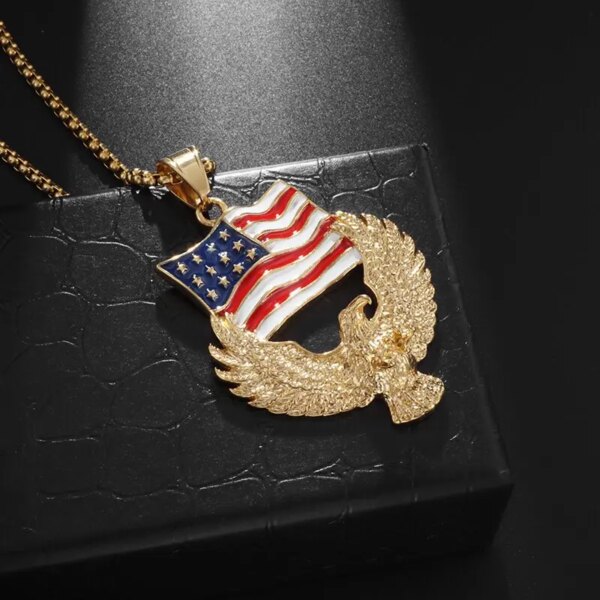 Collier à breloques Eagle Feel pour homme, collier pendentif Eagle Tag, punk rock, nordique, viking, américain – Image 3