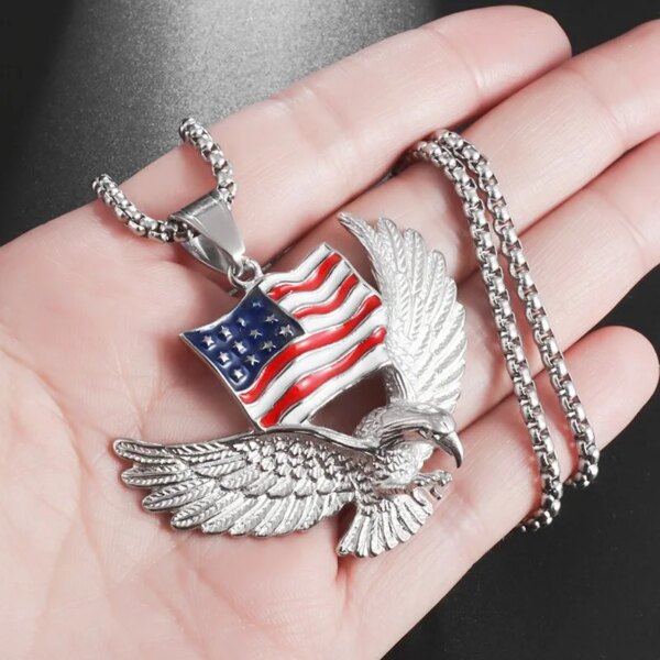 Collier à breloques Eagle Feel pour homme, collier pendentif Eagle Tag, punk rock, nordique, viking, américain